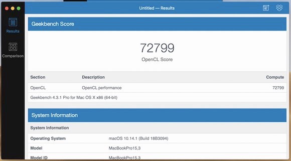 Radeon Pro Vega 20｣搭載 MacBook Pro 15インチのベンチマークは…〜う
