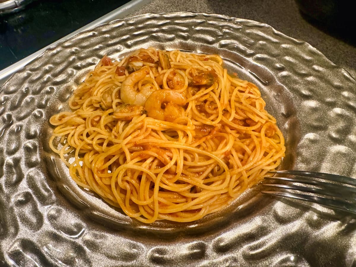 シャンゴ風 問屋町本店で購入したお土産用パスタソースを使って二