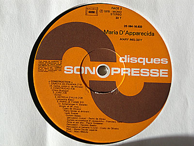 MARIA D’APPARECIDA / CONSTRUCTION ( 1979 FRENCH ORIGINAL press ) ( LP )