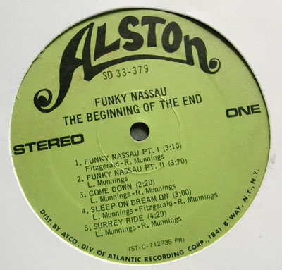 HE BEGINNING OF THE END / FUNKY NASSAU ( USA ORIGINAL press ) ( LP )
