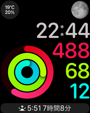 Apple Watch Series 2でのアクティビティ画面