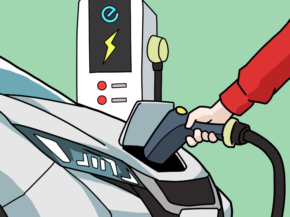 車の充電中のイラスト