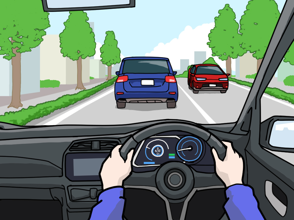 車で走行中のイラスト