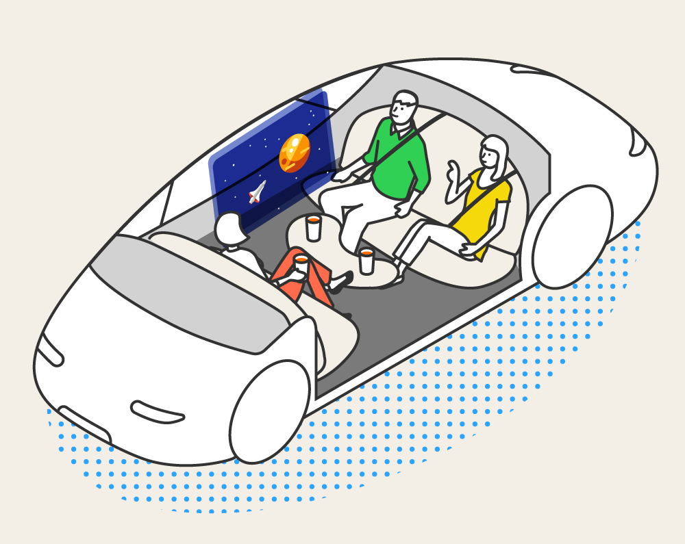 自動運転する未来のクルマの車内