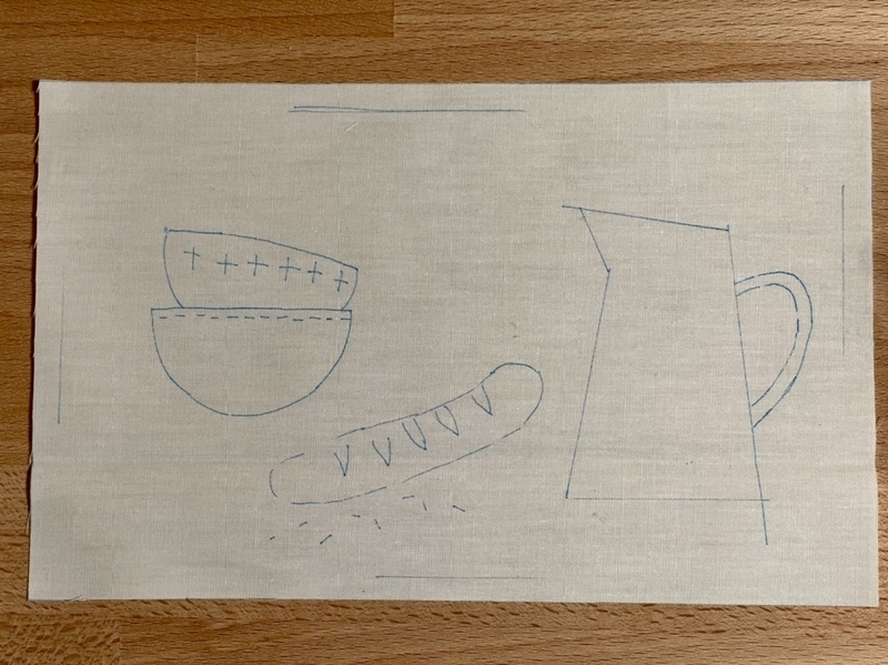 フランスパンとカフェオレボウル　リバティプリントでハンドメイド