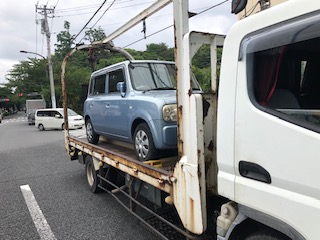 立川市のレッカー車での廃車引き取り