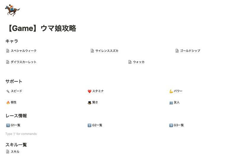 Notionでウマ娘の育成管理をしてみたらそれなりに良かった もつの雑記帳 日常ときどき探訪記 Notionでウマ娘の育成管理をしてみたらそれなりに良かった もつの雑記帳 日常ときどき探訪記