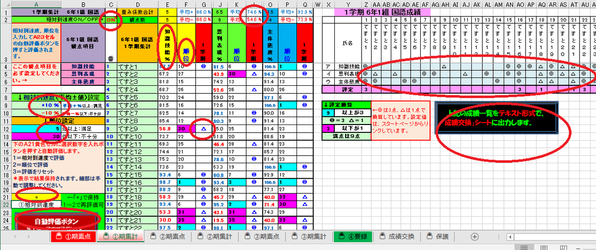 ３観点自動成績処理システム エクセルで楽々校務