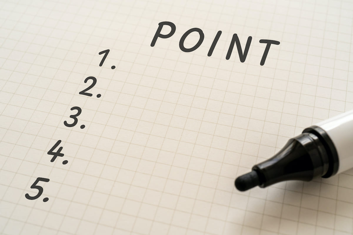 ポイントを書き出すためのリスト