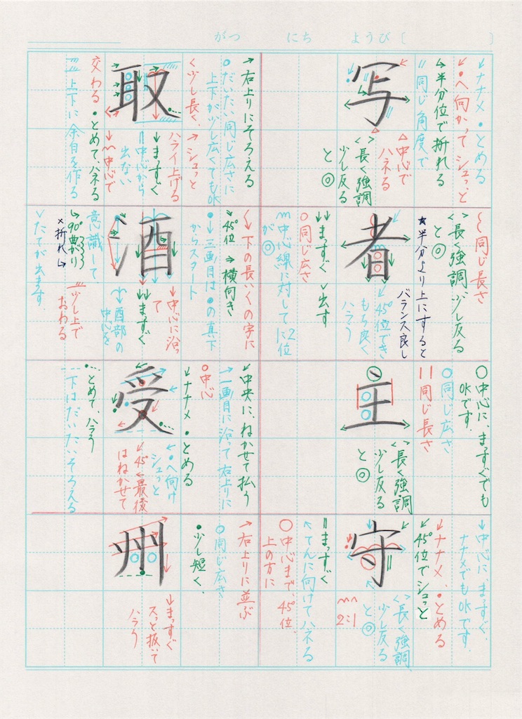 写 者 主 守 取 酒 受 州 のきれいな書き方 きれいもじ