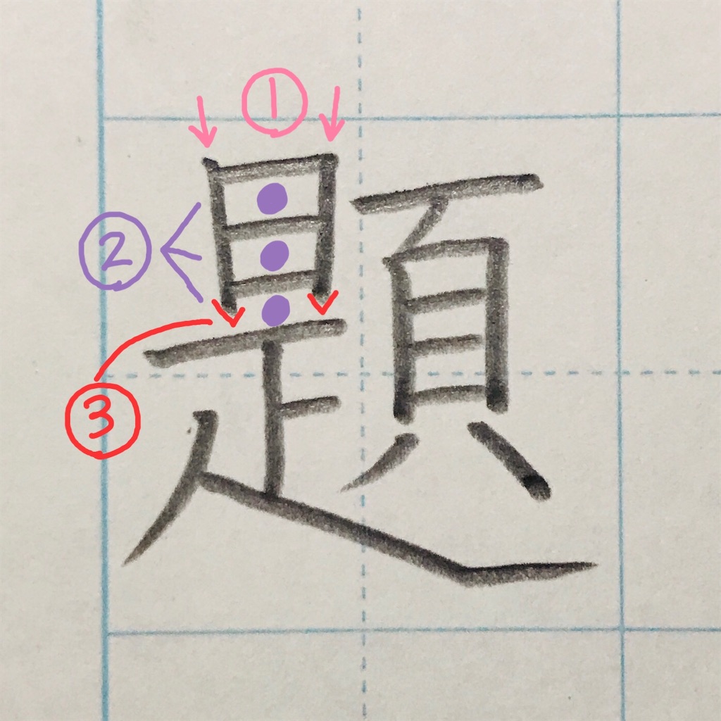 「題」のきれいな書き方。 きれいもじ