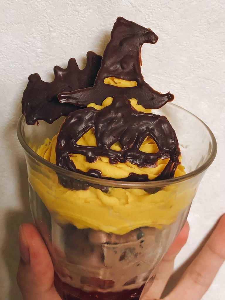 かぼちゃクリームとチョコパフェ