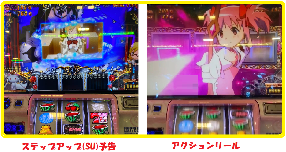 まどマギ2 Art中の演出期待度一覧 ステップアップ Su 予告 アクションリール 編 各レア演出の法則 恩恵について エリーゼのスロット クロニクル
