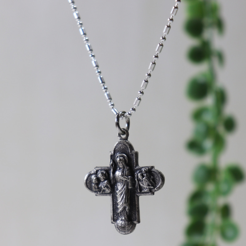 聖クリストファー・聖ヨセフ・イエスキリストの十字架型メダイネックレス