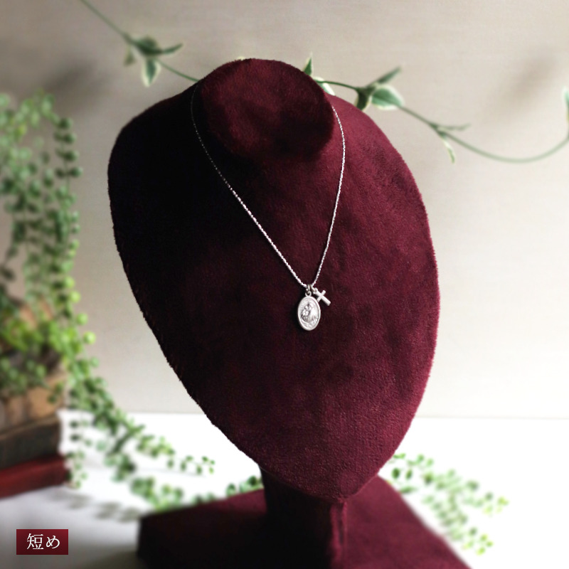 40cmの長さで固定｜イタリアヴィンテージパドヴァの聖アントニオ・アッシジの聖フランシスコのメダイペンダントネックレス