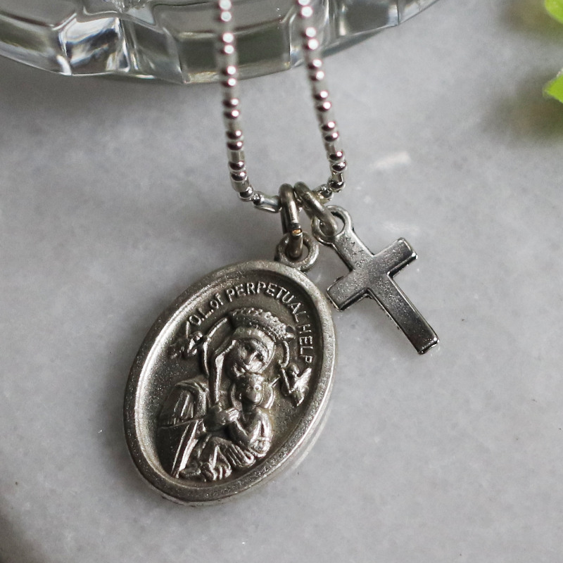 アンティークジュエリー｜イタリア製絶えざる御助けの聖母・マリアメダイペンダントネックレス