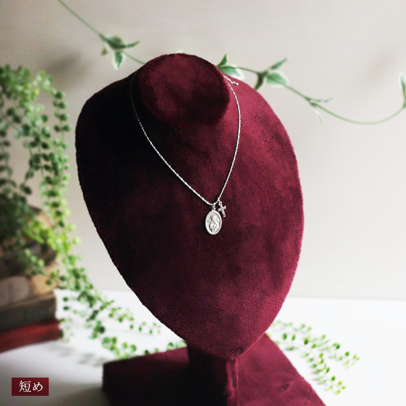 40cmの長さで固定｜イタリア製絶えざる御助けの聖母・マリアメダイペンダントネックレス