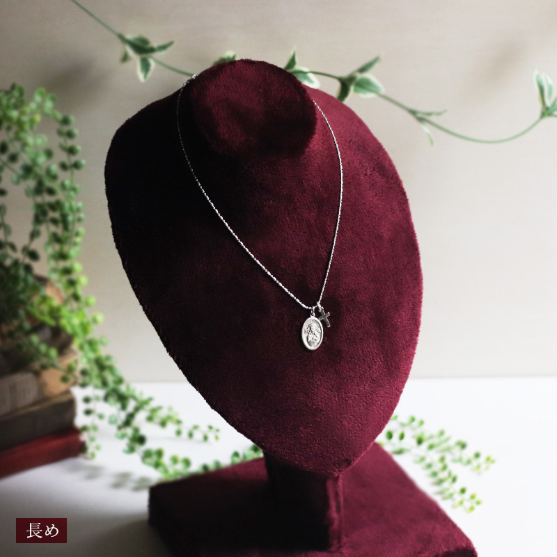 45cmの長さで固定｜イタリア製絶えざる御助けの聖母・マリアメダイペンダントネックレス