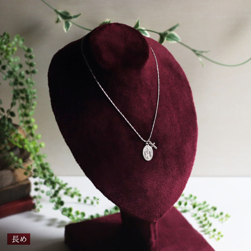 45cmの長さで固定｜40cmの長さで固定｜イタリアヴィンテージポンペイのロザリオの聖母メダイペンダントネックレス