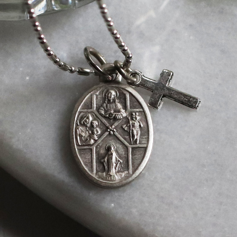 イタリア製4way Crossメダイペンダントネックレス・イエスキリスト・聖母マリア・聖人