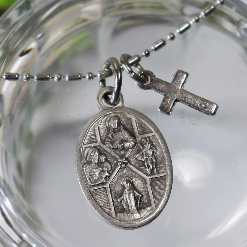 イタリア製4way Crossメダイペンダントネックレス・イエスキリスト・聖母マリア・聖人