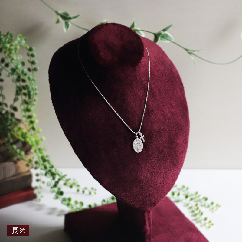 45cmの長さで固定｜40cmの長さで固定｜イタリア製4way Crossメダイペンダントネックレス・イエスキリスト・聖母マリア・聖人