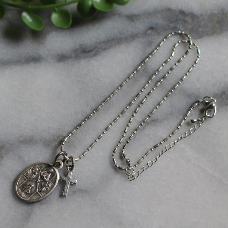 イタリア製4way Crossメダイペンダントネックレス・イエスキリスト・聖母マリア・聖人