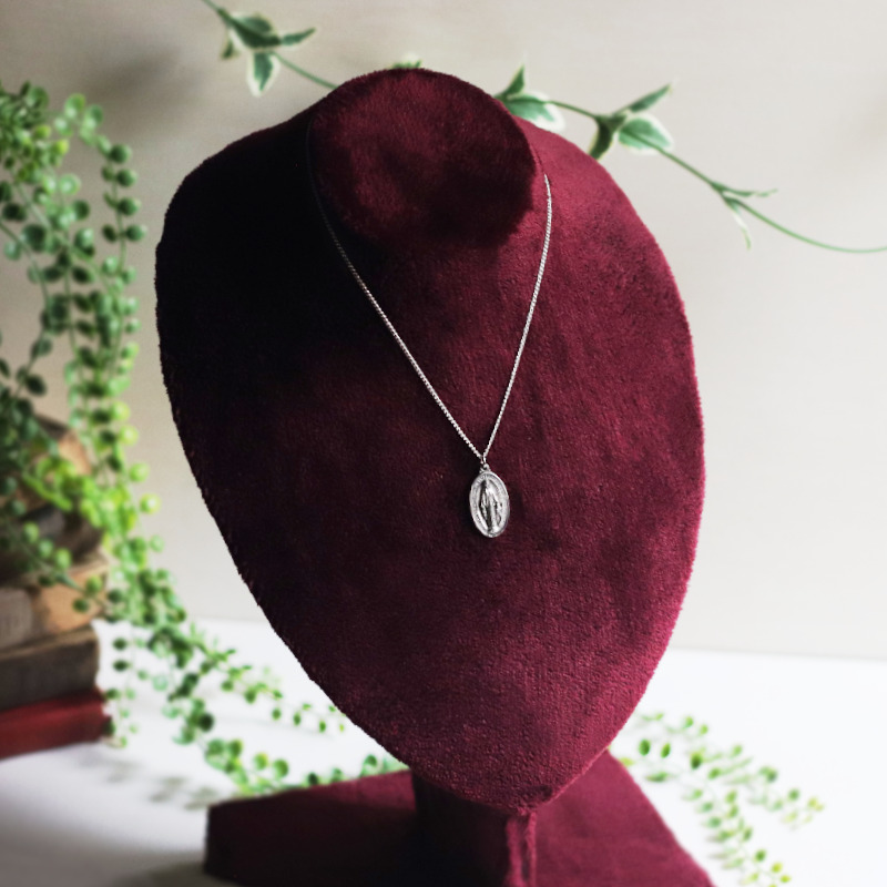 USAヴィンテージ不思議のメダイ聖母マリアのペンダントネックレスSTERLING SILVER