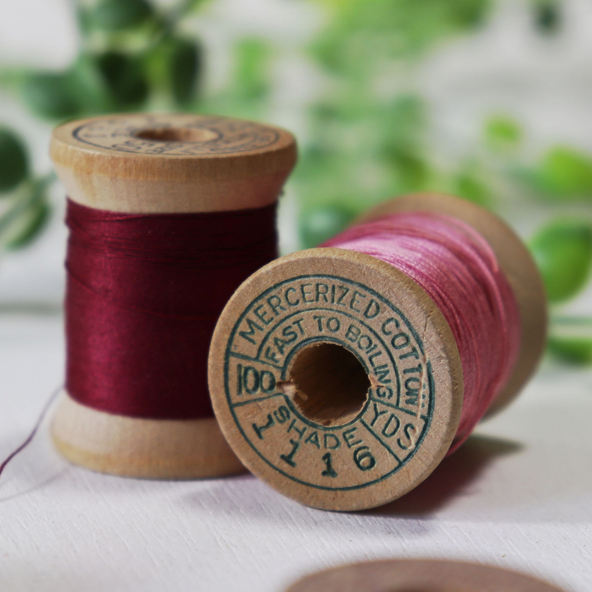 【2個セット】USAヴィンテージ木製スプール糸巻きBelding Corticelli Wood Spool・赤ピンク｜コットン糸