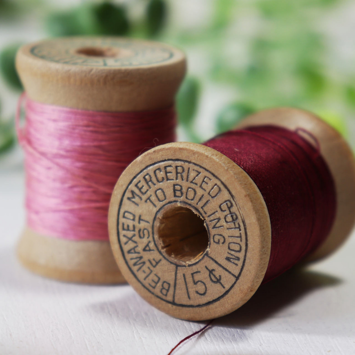 【2個セット】USAヴィンテージ木製スプール糸巻きBelding Corticelli Wood Spool・赤ピンク｜コットン糸