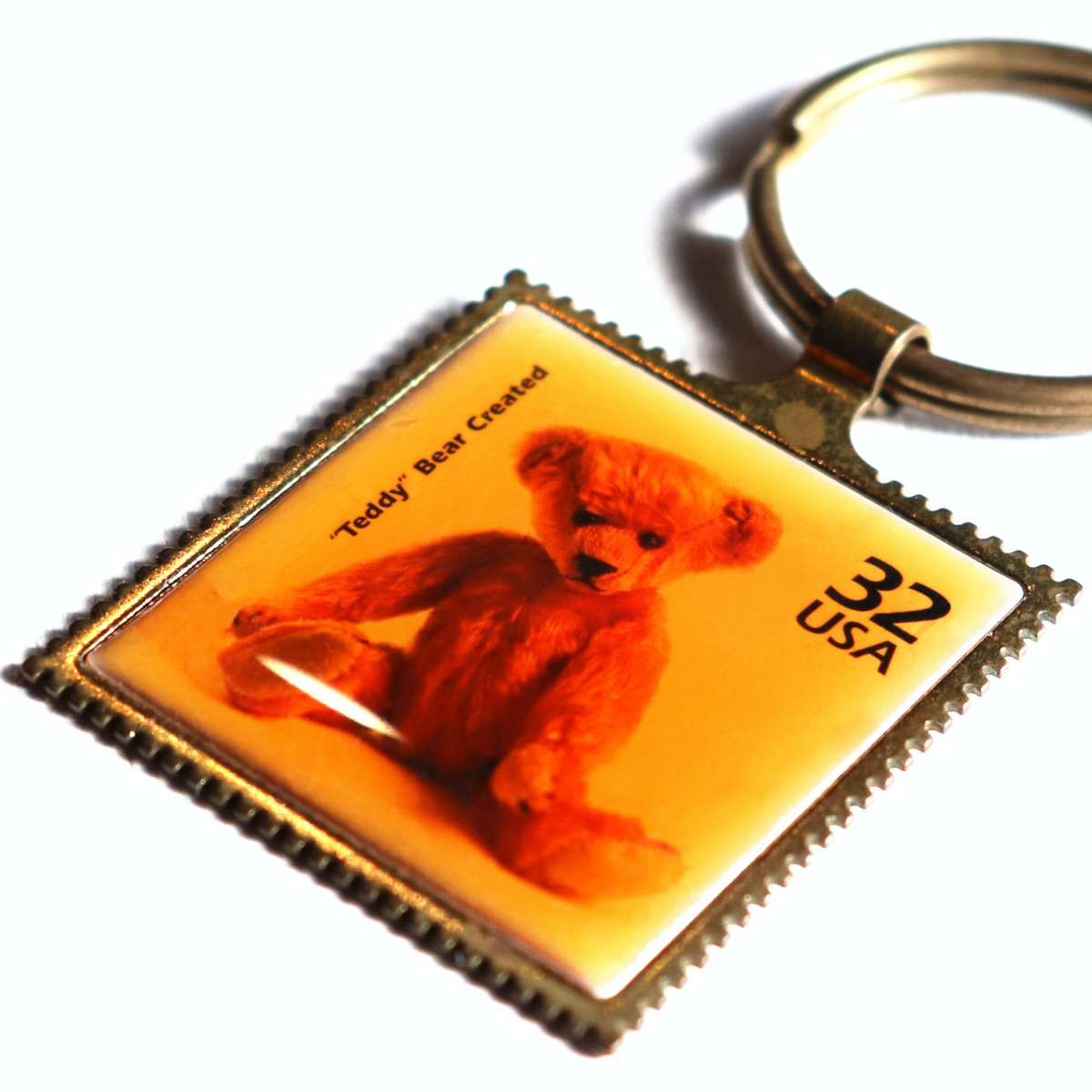 USAコレクティブルキーホルダー1998・Teddy Bear Created・テディベア・くま・切手・USPS
