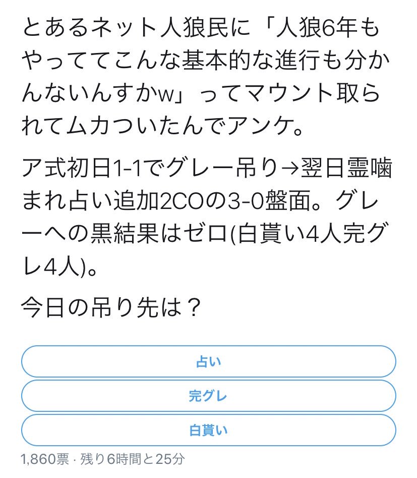 最近物議を醸したア式の例の件 人狼と共に歩んだ男