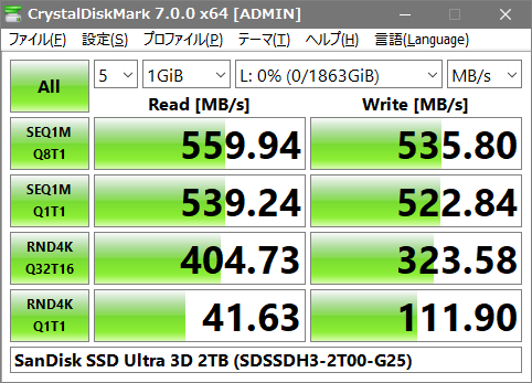 SanDisk 2.5インチ SSD / Ultra 3D SSD 2TB (SDSSDH3-2T00-G25