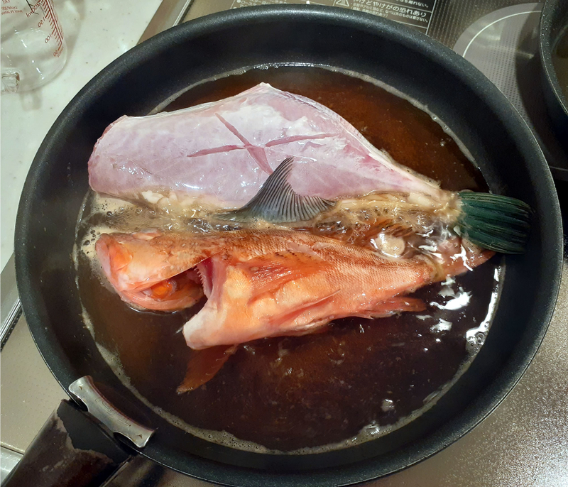カワハギとガシラの煮付け