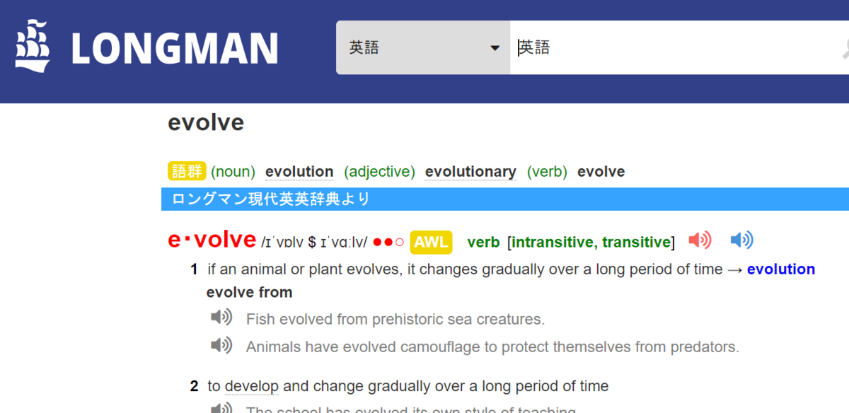 Longman英英辞典の凡例（見方）の説明がどこにあるのかわからない