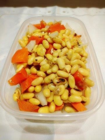 大豆と根菜のみそ炒め
