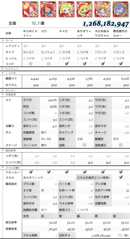 ぷよクエ】あかきウィッチ☆7のデッキ例とダメージ計算 - れみん