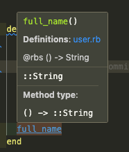 VSCodeでメソッドをホバーすると型情報が表示される