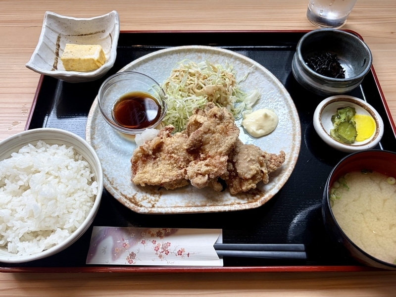 唐揚げ定食の全景