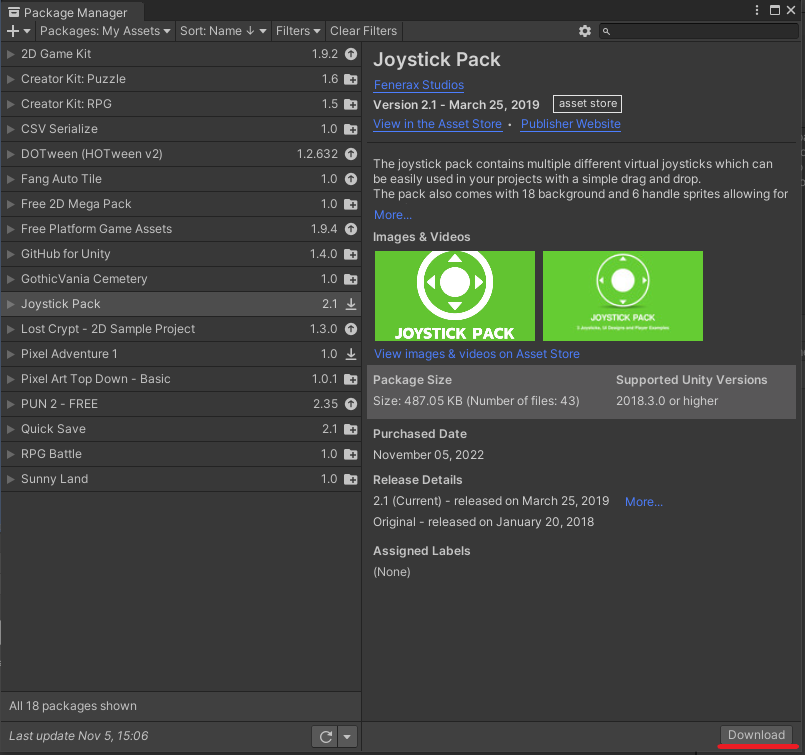 Unity：Joystick Pack バーチャルスティックを実装 ひとりでのアプリ開発 fineの備忘録