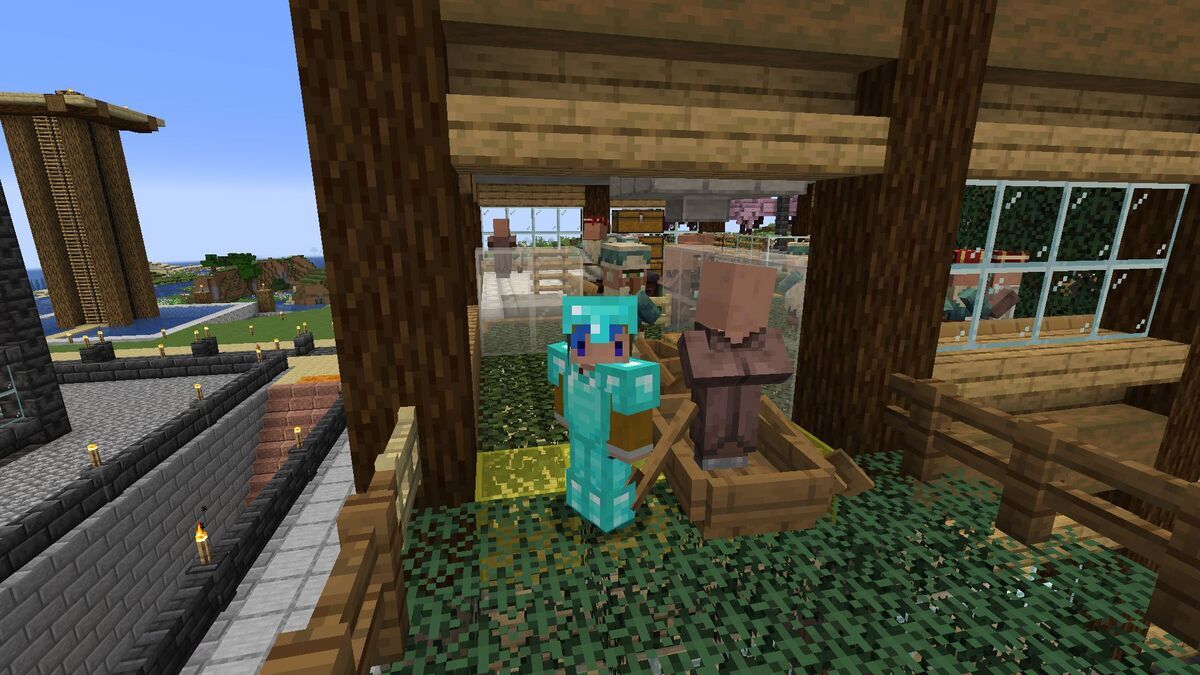 マイクラ】＃２５〔建築＆整備〕ビニールハウス風の農民交易所を建築 - フィンのゲームブログ