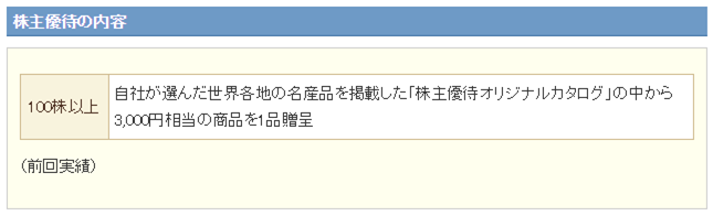 優待内容の画像