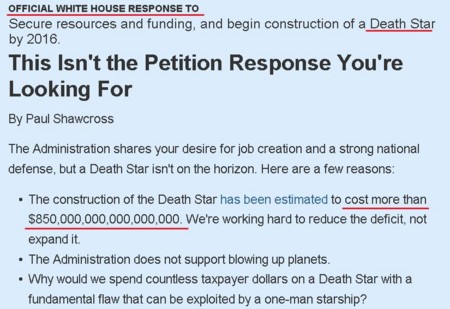 「デス・スター」建設求める請願、米政府が却下