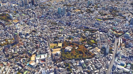 有栖川宮記念公園（港区）高度600ｍ（2,000ft）