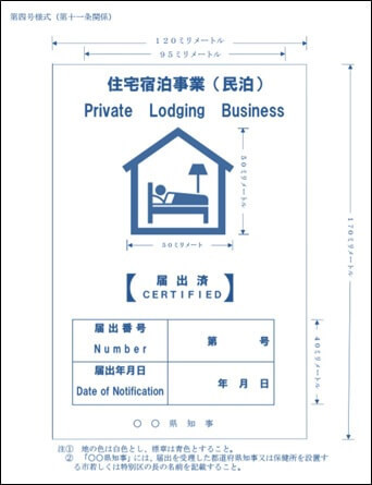 第四号様式(標識の掲示)住宅宿泊事業