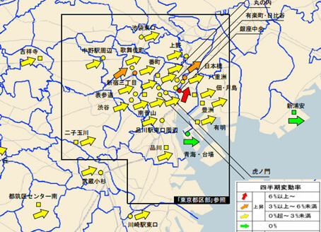 東京圏の約 9 割の地区が上昇