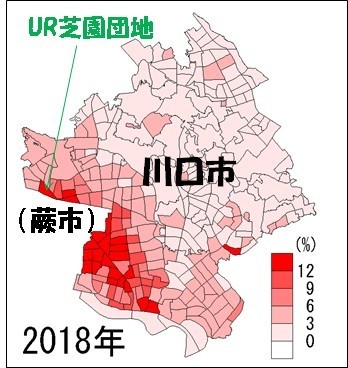 外国人占有率の分布図(2018年)