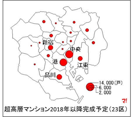 超高層マンション2018年以降完成予定（23区）
