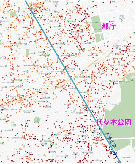 新宿・渋谷上空