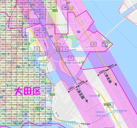羽田新ルートは大田区の東側上空を飛行する